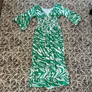 Green and White Maxi Dress